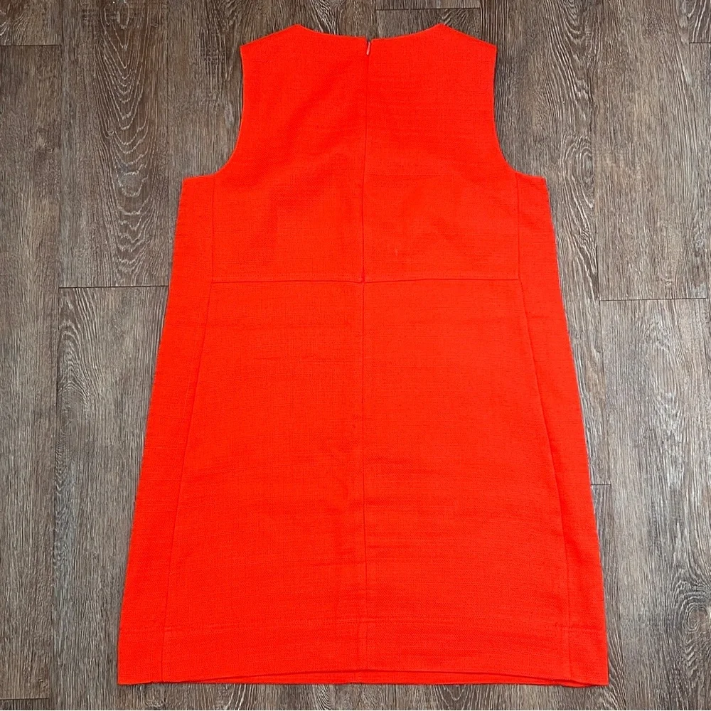 Tommy Hilfiger Orange Hopsack Shift Sleeveless Midi Dress Logo Buttons | Sz: 14 - Picture 6 of 10